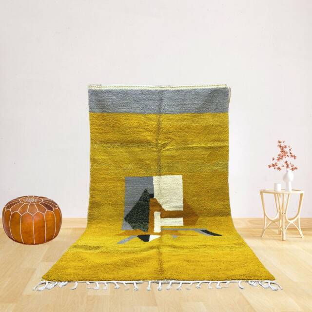 Handmade Wool Berber Rug Moroccan Azilal Carpet - image 1