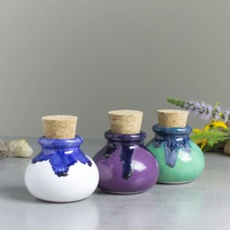 White Blue Succulent Planter, Modern Ceramic Cactus Pot, Handmade Pottery Jar - thumbnail 4