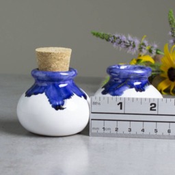 White Blue Succulent Planter, Modern Ceramic Cactus Pot, Handmade Pottery Jar - thumbnail 3