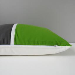Lime Green & Grey Sunbrella?? Pillow Cover in Modern Color Bock & White Accent For Pool Patio Lounge Chairs, Gray Throw Cushion, Mazizmuse - thumbnail 2