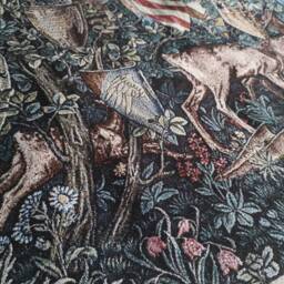 William Morris Holy Grail Tapestry Verdure With Deer & Shields Wall Hanging - thumbnail 3