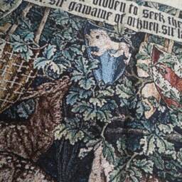 William Morris Holy Grail Tapestry Verdure With Deer & Shields Wall Hanging - thumbnail 2