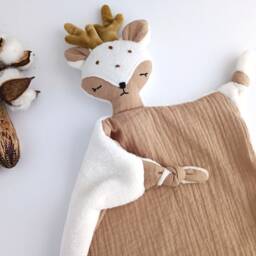 Reindeer Baby Comforter, Security Blanket, Double Gauze & Minky Deer Lovey - thumbnail 3