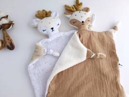 Reindeer Baby Comforter, Security Blanket, Double Gauze & Minky Deer Lovey