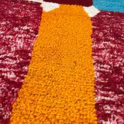 Botanical Abstract Moroccan Rug - Handwoven Wool Face Design Custom Berber Art Small Boho Tapestry Minimalist Wall Hanging - thumbnail 3