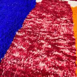 Botanical Abstract Moroccan Rug - Handwoven Wool Face Design Custom Berber Art Small Boho Tapestry Minimalist Wall Hanging - thumbnail 2