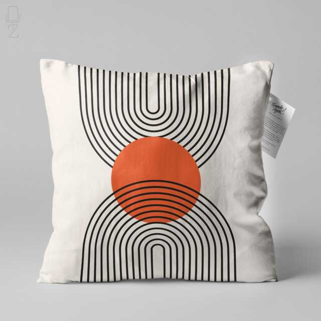 Bauhaus Pillow Cover Orange & Black Geometric Velvet Cushion - image 1