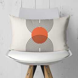 Bauhaus Pillow Cover Orange & Black Geometric Velvet Cushion - thumbnail 2
