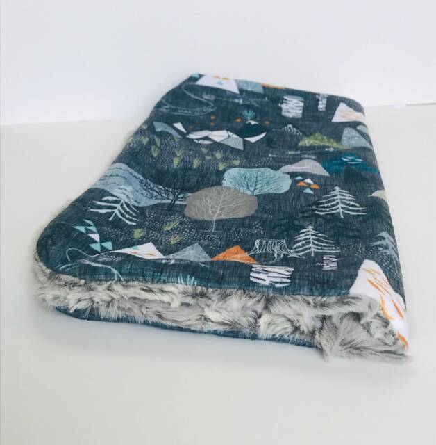 Adventure Awaits Cuddle Blanket, Mountain Minky Blankie, Lovey, Baby Gift, Boy Modern Nursery - image 1