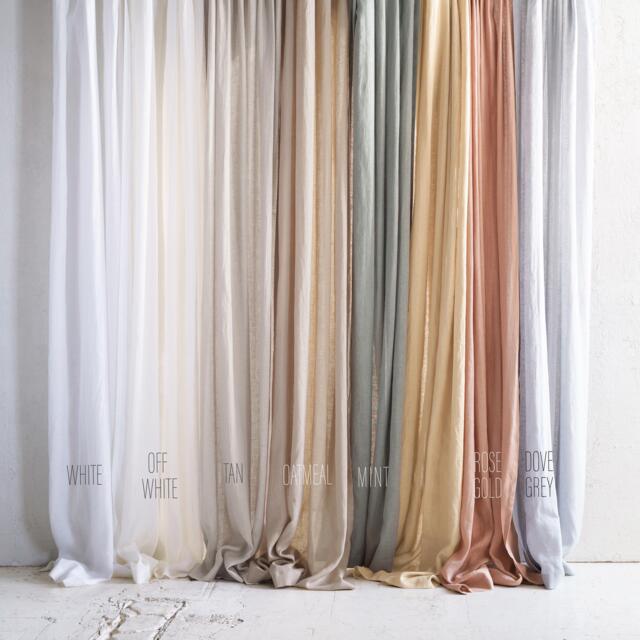 Linen Window Curtains, Sheer Curtain Panels With Non-Pleated Tape For Rings, 1 Panel - image 1