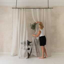 Linen Window Curtains, Sheer Curtain Panels With Non-Pleated Tape For Rings, 1 Panel - thumbnail 3