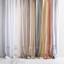 Linen Window Curtains, Sheer Curtain Panels With Non-Pleated Tape For Rings, 1 Panel