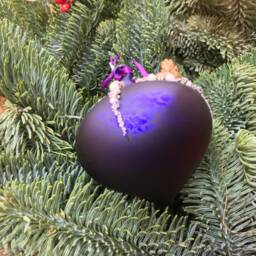 Matte Aubergine Purple Hand Blown Glass Hanging Christmas Decoration With Diamante Beads - Winter Holiday Tree Ornaments Festive Gift