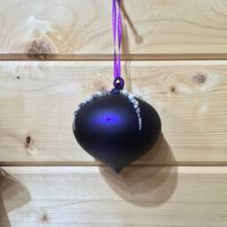 Matte Aubergine Purple Hand Blown Glass Hanging Christmas Decoration With Diamante Beads - Winter Holiday Tree Ornaments Festive Gift - thumbnail 2