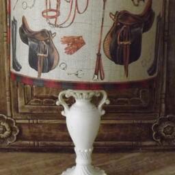 Riding Lampshade Shabby Chic Lamp Shade, Girls Horses, Equestrian Saddle Free Gift - thumbnail 3