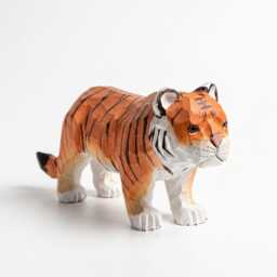 Hand-Carved Wooden Big Cat Figurines Safari Animal Nursery Decor Faceted Wood Art Tiger Leopard Cheetah Statue Gift For Lover - thumbnail 2