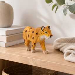 Hand-Carved Wooden Big Cat Figurines Safari Animal Nursery Decor Faceted Wood Art Tiger Leopard Cheetah Statue Gift For Lover - thumbnail 4