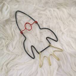 Wire Rocket Spaceship Wall Decor Shelf Sign Girl Boy Nursery Shelfie Space Theme Kids Room - thumbnail 2