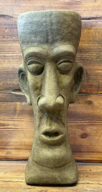 stone Garden Easter Island Head Plant Pot Planter/Moai/Tiki Concrete Ornament - image 1
