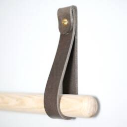 Leather Curtain Loop, Garment Rack Curtains Rod Bracket As Window Treatments, Curtain Finials, Tab Minimalist Decor - thumbnail 3