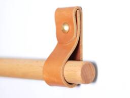 Leather Curtain Loop, Minimalist Decor, Vegetable Tanned Straps, Rod Brackets