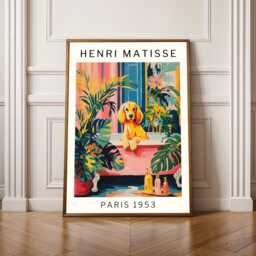 Funny Dog Bathroom Poster Matisse Style Cocker Spaniel Wall Art Pet Lover Gift Powder Room Decor Unique Print For Housewarming - thumbnail 1