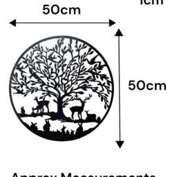 Black Woodland Tree Of Life Metal Garden Outdoor Wall Art Plaque 50cm Diameter - thumbnail 2