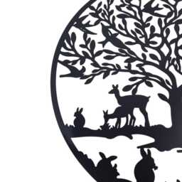 Black Woodland Tree Of Life Metal Garden Outdoor Wall Art Plaque 50cm Diameter - thumbnail 3