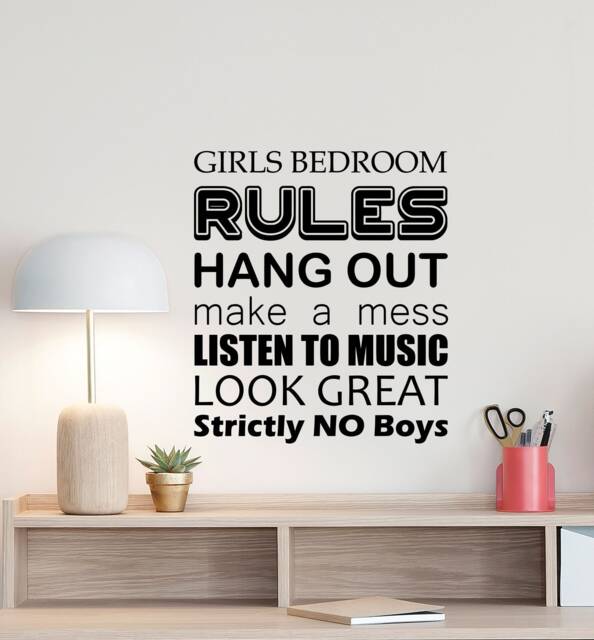 Girls Bedroom Rules Decal Wall Poster Playroom Door Sign Nursery Girl Decor Vinyl Sticker Kids Quote Children Art 827 - image 1