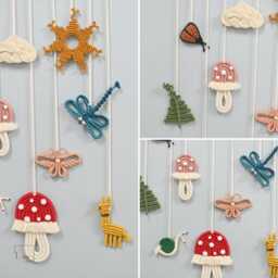 Macrame Summer Garden Wall Hanging Woodland Nursery Decor - thumbnail 3