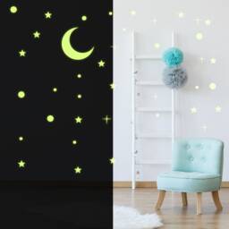 Glowing Ceiling Stickers- Starry Sky Wall Decal - Glow in The Dark Stars Crescent Sticker Moonlight Luminescent Mural - thumbnail 1