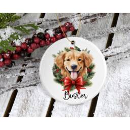 Golden Retriever Christmas Ornament Ceramic Keepsake Tree Decoration
