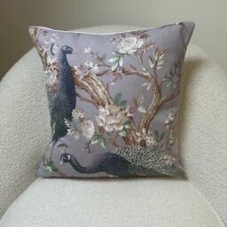 Handmade Cushion Cover in Laura Ashley Belvedere, Peacock Print, The Purple Colour Way, Various Sizes Available - thumbnail 3