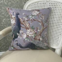 Handmade Cushion Cover in Laura Ashley Belvedere, Peacock Print, The Purple Colour Way, Various Sizes Available - thumbnail 2
