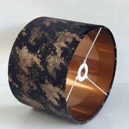 New Exclusive Handmade Black Gold Foiled Velvet Drum Lamp Shade Pendant Light All Shapes Sizes Available - thumbnail 2