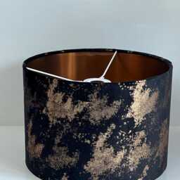 New Exclusive Handmade Black Gold Foiled Velvet Drum Lamp Shade Pendant Light All Shapes Sizes Available - thumbnail 3