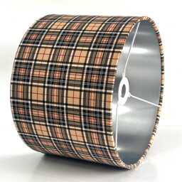Handmade By Order Luxury Beige Brown Tartan Pattern On Velvet Fabric Drum Lamp Shade Pendant Light All Shapes & Sizes Available - thumbnail 3