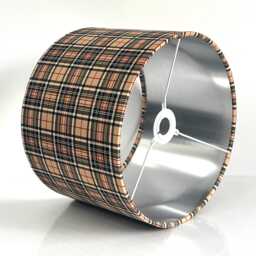 Handmade By Order Luxury Beige Brown Tartan Pattern On Velvet Fabric Drum Lamp Shade Pendant Light All Shapes & Sizes Available - thumbnail 4