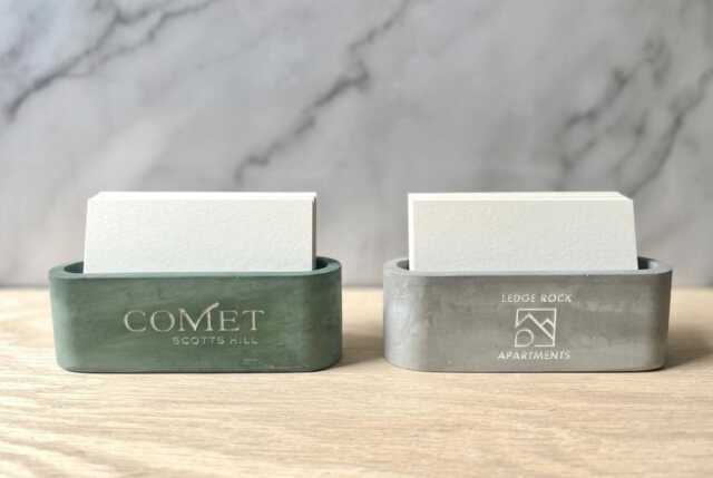 Personalized Modern Concrete Business Card Holder - Minimalist Desk Accessory Custom Office Decor - image 1