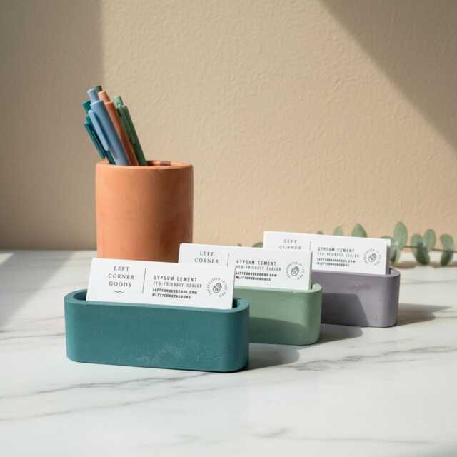 Personalized Modern Concrete Business Card Holder - Minimalist Desk Accessory Custom Office Decor - image 1