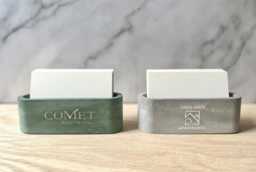 Personalized Modern Concrete Business Card Holder - Minimalist Desk Accessory Custom Office Decor - thumbnail 1