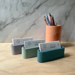 Personalized Modern Concrete Business Card Holder - Minimalist Desk Accessory Custom Office Decor - thumbnail 2
