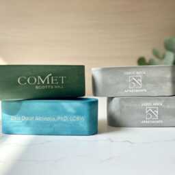 Personalized Modern Concrete Business Card Holder - Minimalist Desk Accessory Custom Office Decor - thumbnail 3
