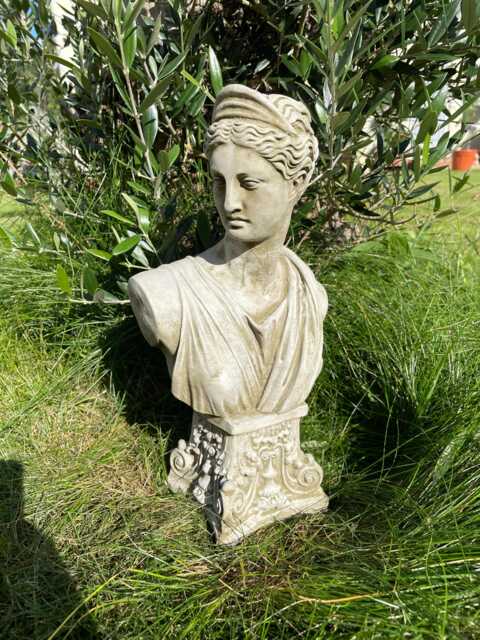Athena Stone Bust Statue - Reconstituted Greek Goddess Concrete Outdoor Decoration Garden Ornament - image 1