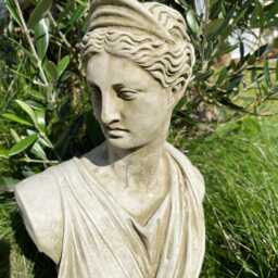 Athena Stone Bust Statue - Reconstituted Greek Goddess Concrete Outdoor Decoration Garden Ornament - thumbnail 3