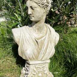 Athena Stone Bust Statue - Reconstituted Greek Goddess Concrete Outdoor Decoration Garden Ornament - thumbnail 2
