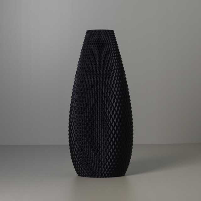 Oval Vase Flux With Geometric Pattern, 3D Printed Modern Decoration For Dried Flowers, Made From Recycled Bioplastic - image 1