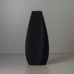 Oval Vase Flux With Geometric Pattern, 3D Printed Modern Decoration For Dried Flowers, Made From Recycled Bioplastic - thumbnail 1