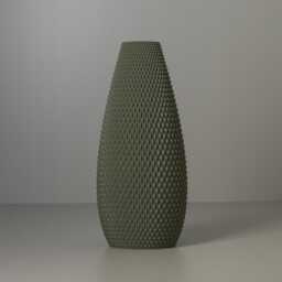 Oval Vase Flux With Geometric Pattern, 3D Printed Modern Decoration For Dried Flowers, Made From Recycled Bioplastic - thumbnail 3