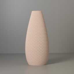 Oval Vase Flux With Geometric Pattern, 3D Printed Modern Decoration For Dried Flowers, Made From Recycled Bioplastic - thumbnail 2